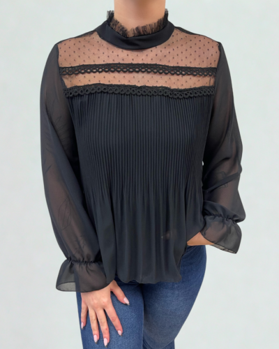 Naiste must pidulik õhuline pluus