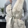 Naiste pehme karvane beež vest kunstnahast vööga - Image 3