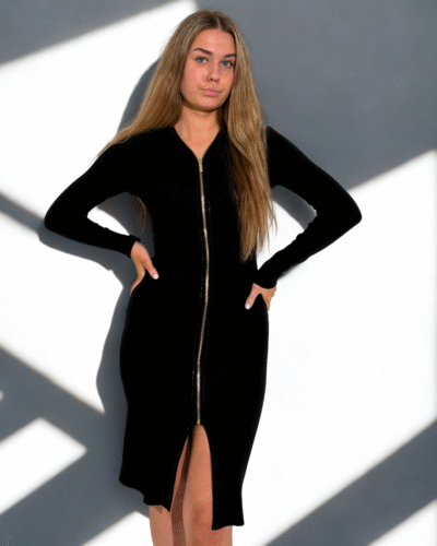 Naiste must elegantne lukuga kleit